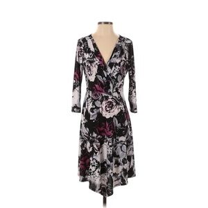 Simply Vera Vera Wang Floral Wrap Dress in Black and Magenta Size XS